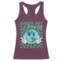 Earth Day Everyday Racerback Tank Top Smile Face Hippie Planet Anniversary