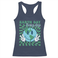 Earth Day Everyday Racerback Tank Top Smile Face Hippie Planet Anniversary