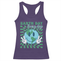 Earth Day Everyday Racerback Tank Top Smile Face Hippie Planet Anniversary