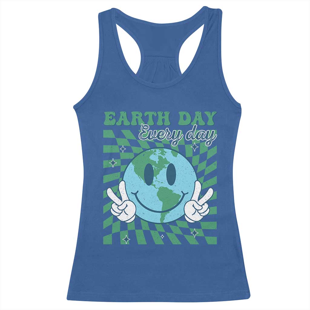 Earth Day Everyday Racerback Tank Top Smile Face Hippie Planet Anniversary