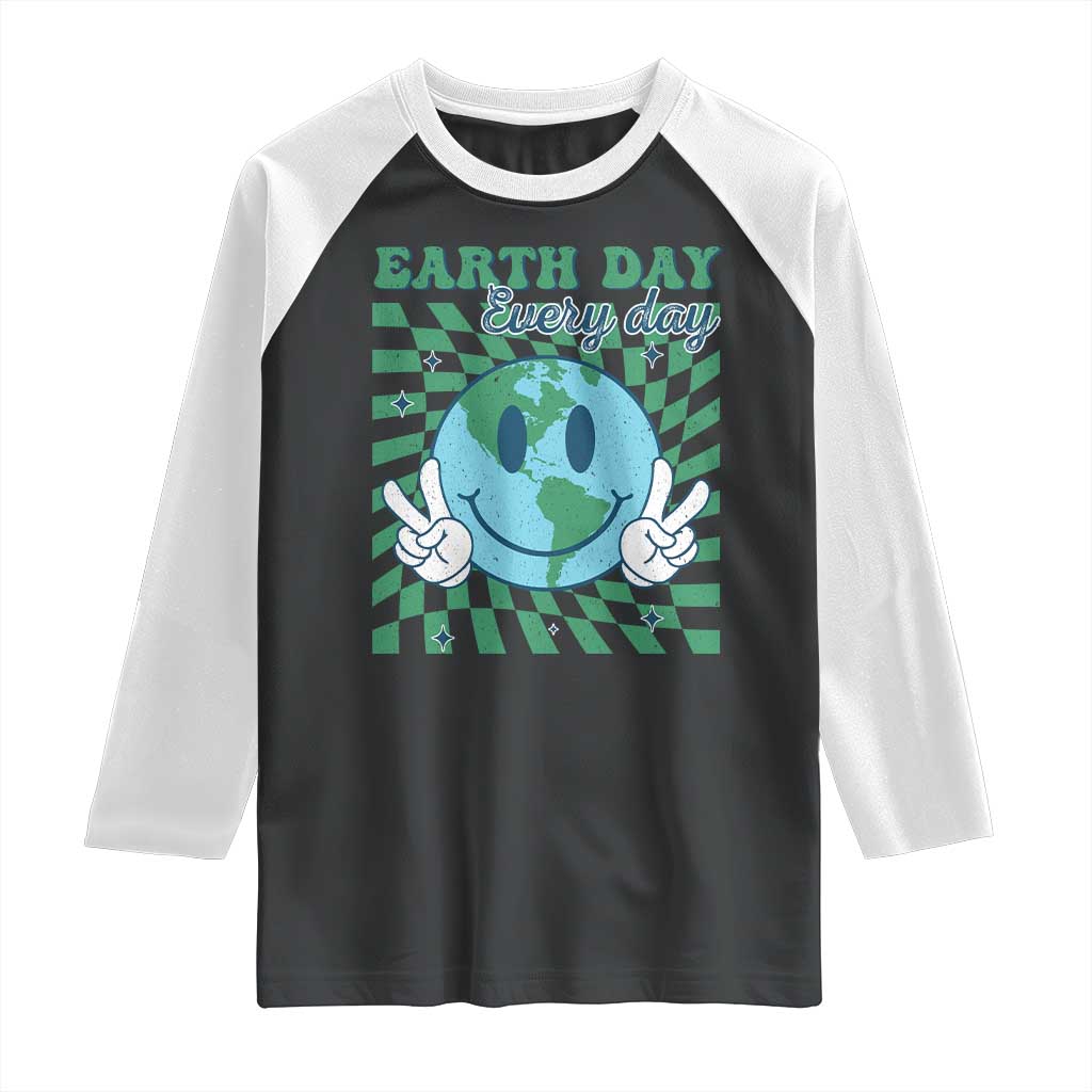 Earth Day Everyday Raglan Shirt Smile Face Hippie Planet Anniversary