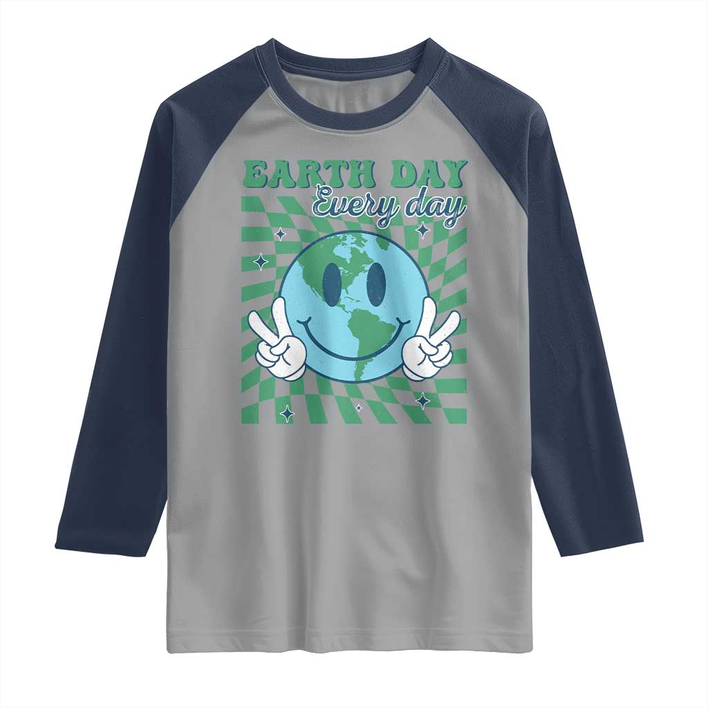 Earth Day Everyday Raglan Shirt Smile Face Hippie Planet Anniversary