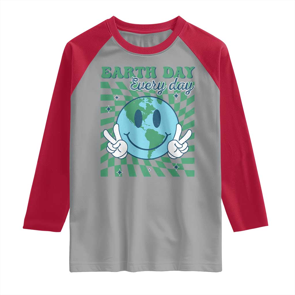 Earth Day Everyday Raglan Shirt Smile Face Hippie Planet Anniversary