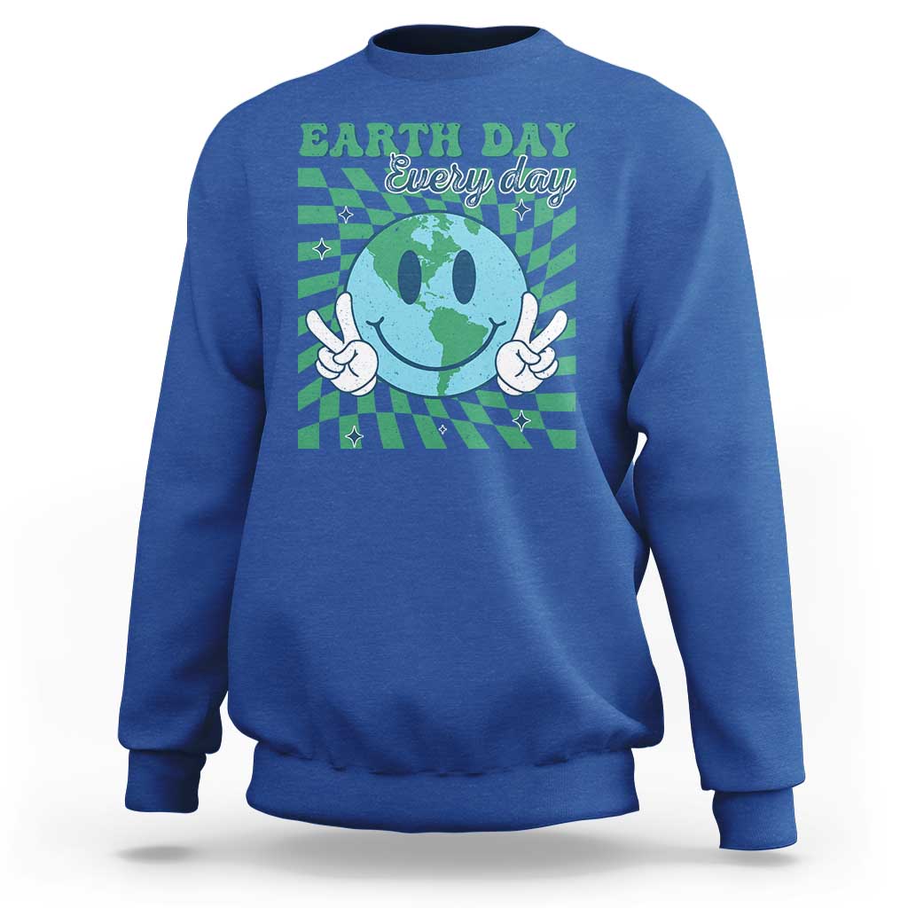 Earth Day Everyday Sweatshirt Smile Face Hippie Planet Anniversary