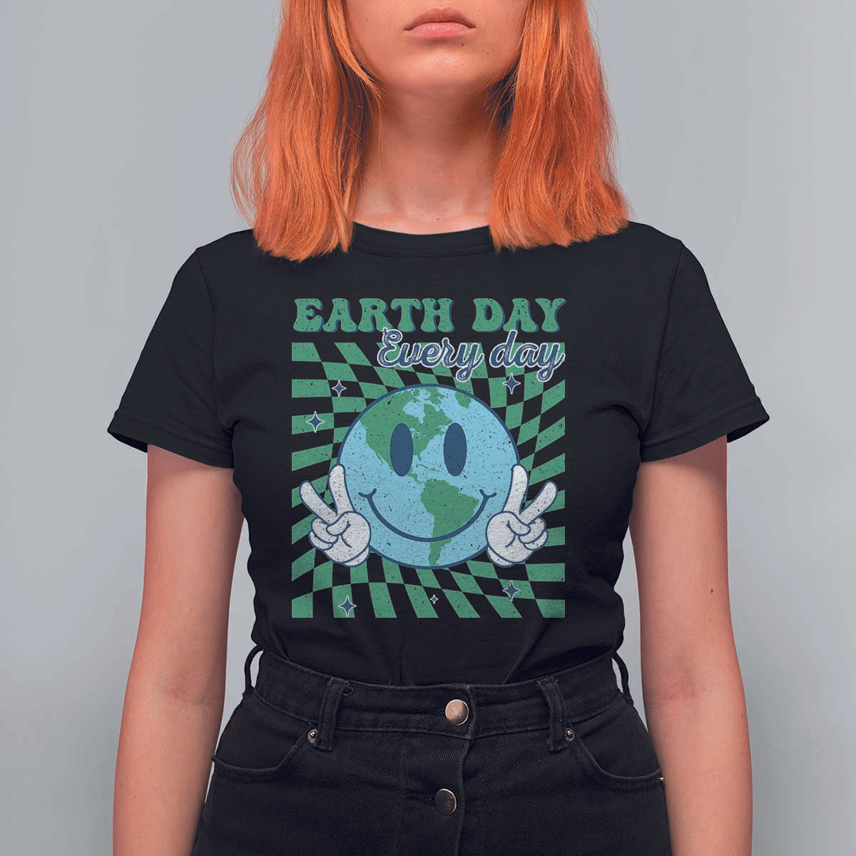 Earth Day Everyday T Shirt For Women Smile Face Hippie Planet Anniversary