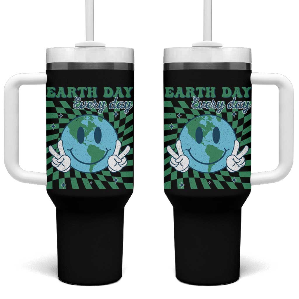 Earth Day Everyday Tumbler With Handle Smile Face Hippie Planet Anniversary