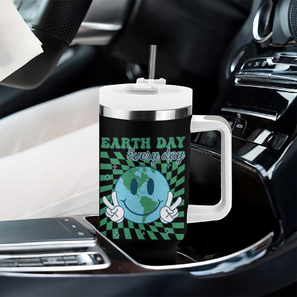 Earth Day Everyday Tumbler With Handle Smile Face Hippie Planet Anniversary