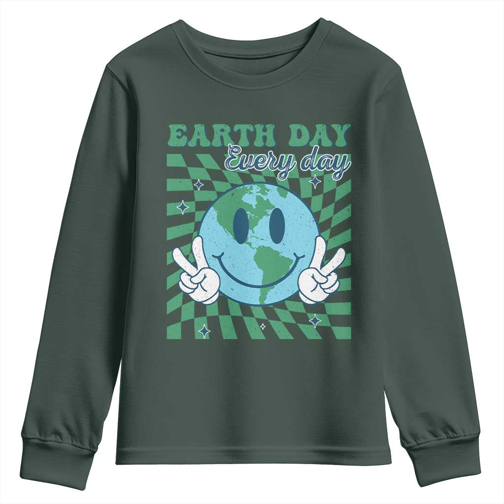 Earth Day Everyday Youth Sweatshirt Smile Face Hippie Planet Anniversary