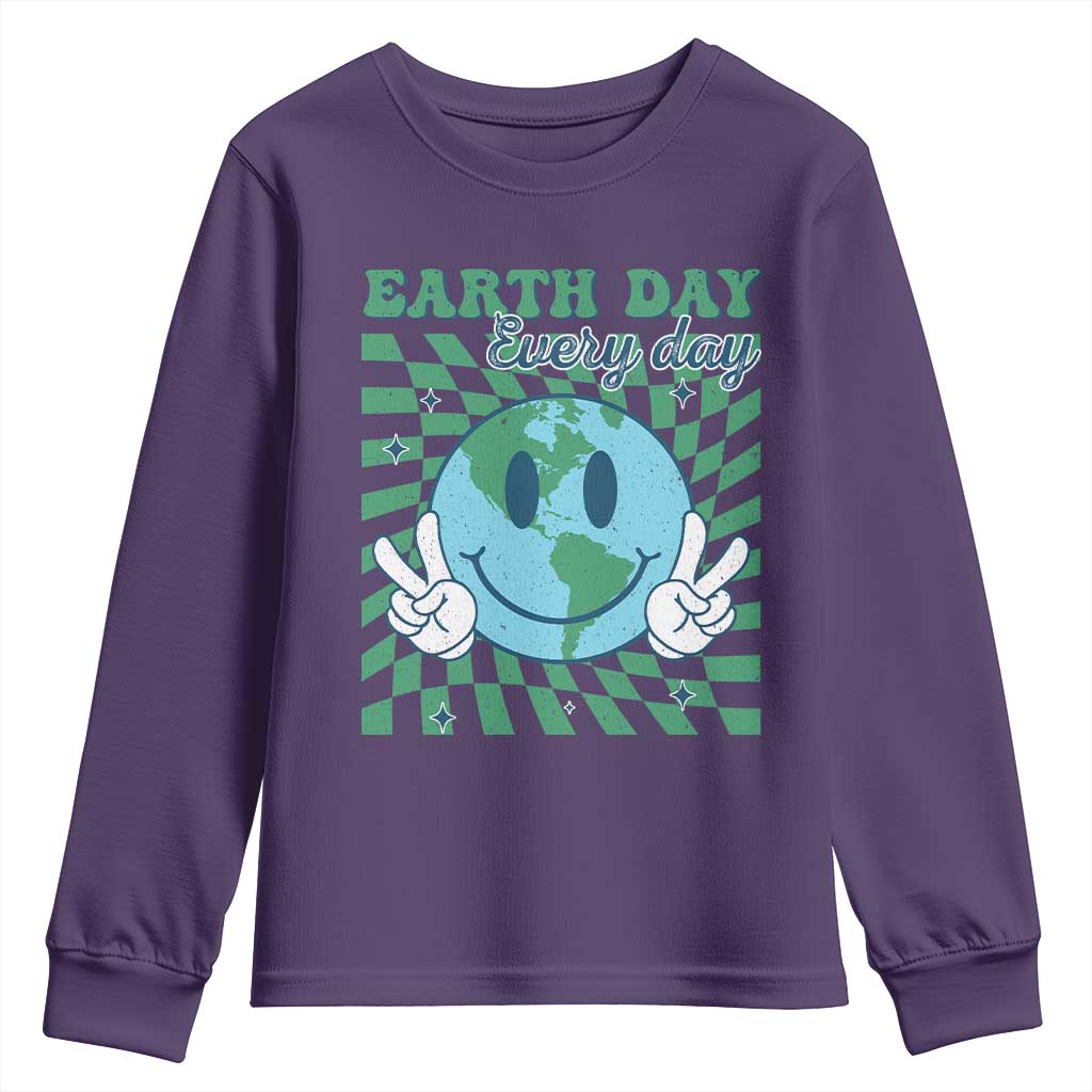 Earth Day Everyday Youth Sweatshirt Smile Face Hippie Planet Anniversary