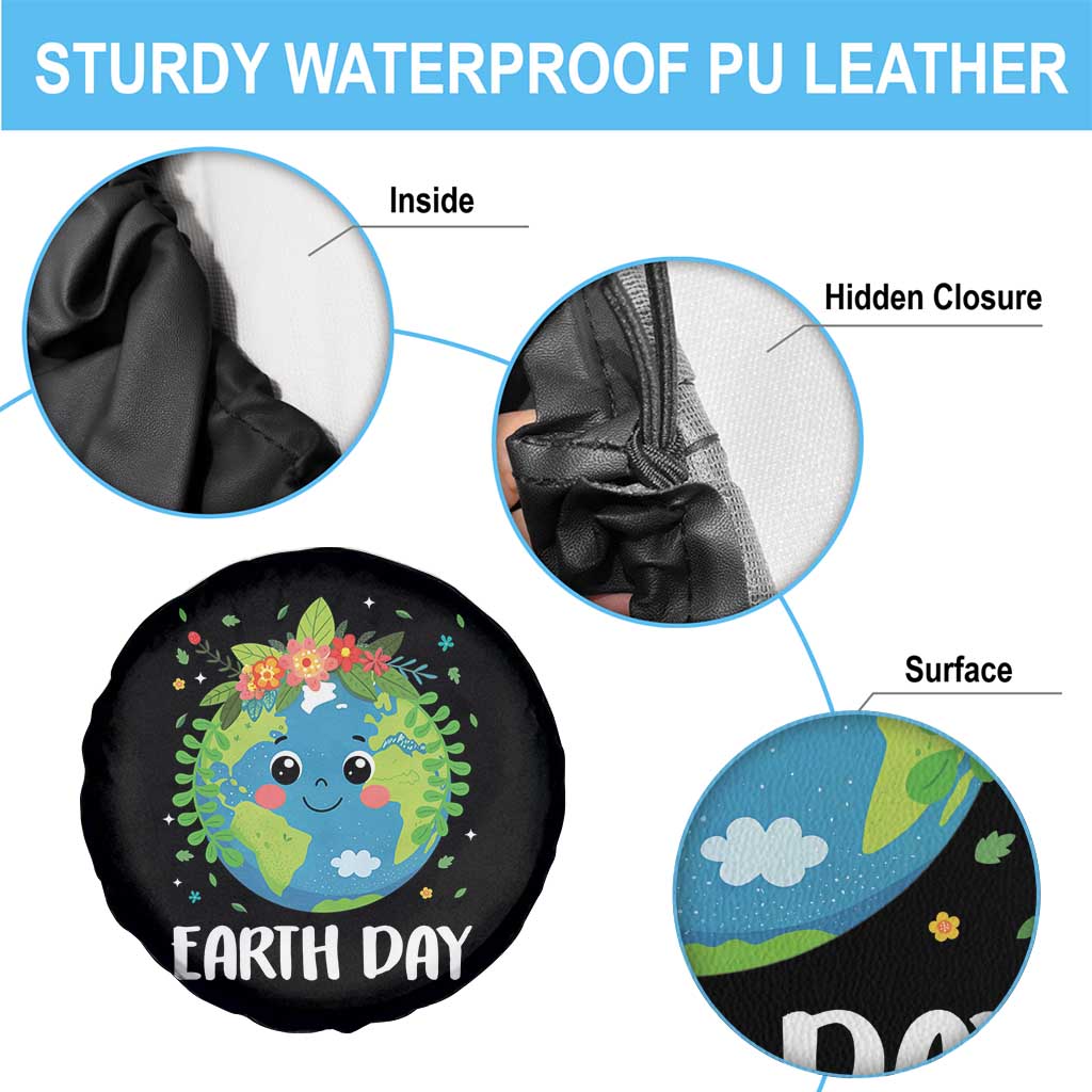 Happy Earth Day Spare Tire Cover Cute Earth With Floral