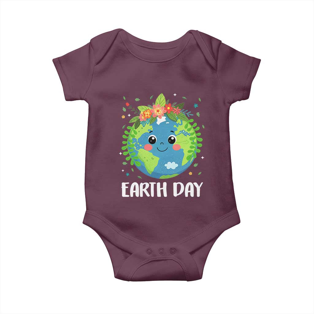 Happy Earth Day Baby Onesie Cute Earth With Floral