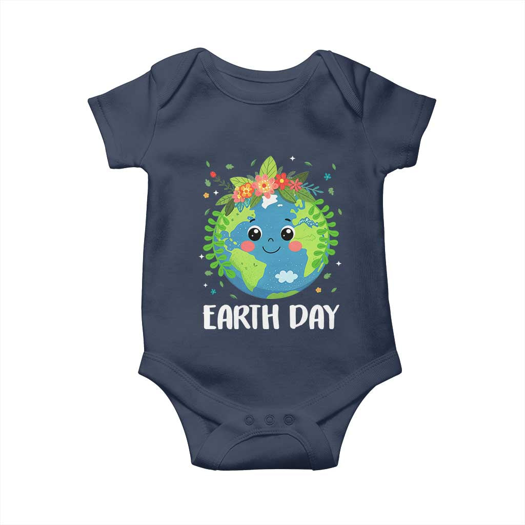 Happy Earth Day Baby Onesie Cute Earth With Floral