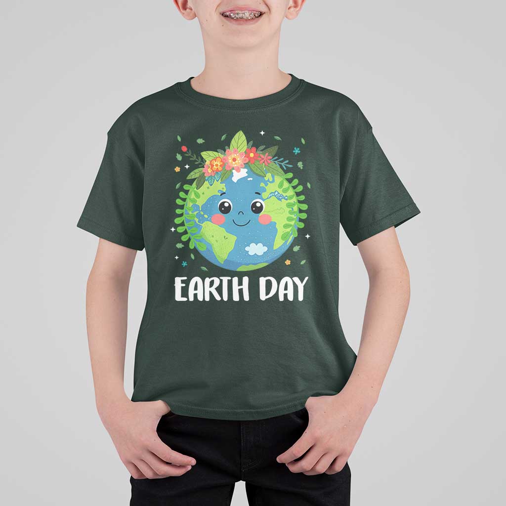 Happy Earth Day T Shirt For Kid Cute Earth With Floral