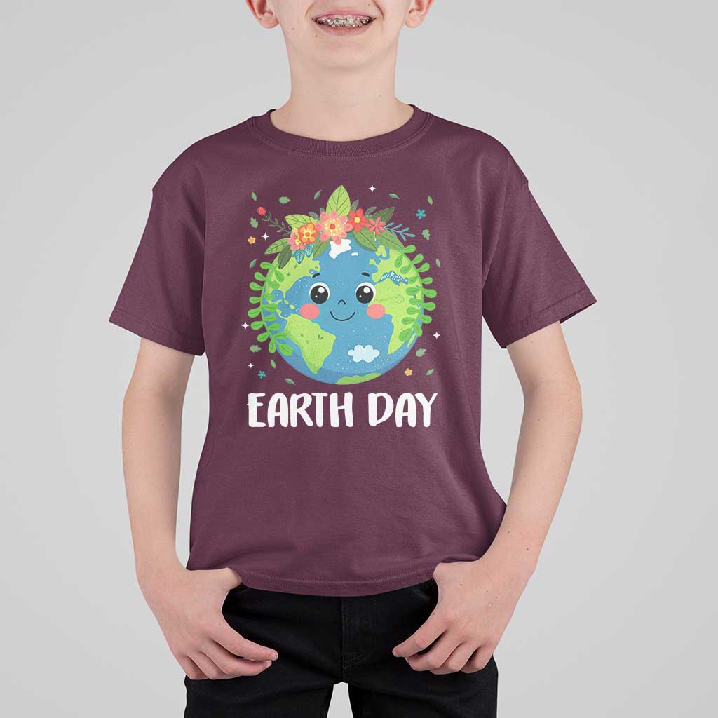 Happy Earth Day T Shirt For Kid Cute Earth With Floral
