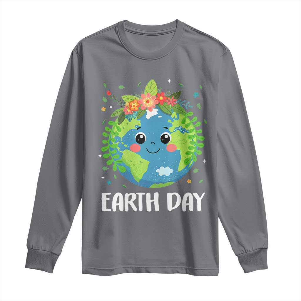 Happy Earth Day Long Sleeve Shirt Cute Earth With Floral