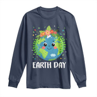 Happy Earth Day Long Sleeve Shirt Cute Earth With Floral