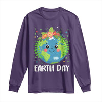 Happy Earth Day Long Sleeve Shirt Cute Earth With Floral
