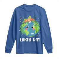 Happy Earth Day Long Sleeve Shirt Cute Earth With Floral