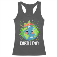 Happy Earth Day Racerback Tank Top Cute Earth With Floral