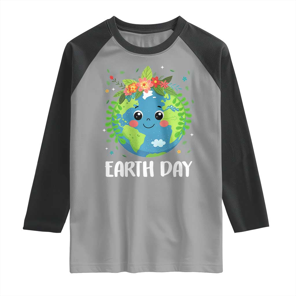 Happy Earth Day Raglan Shirt Cute Earth With Floral