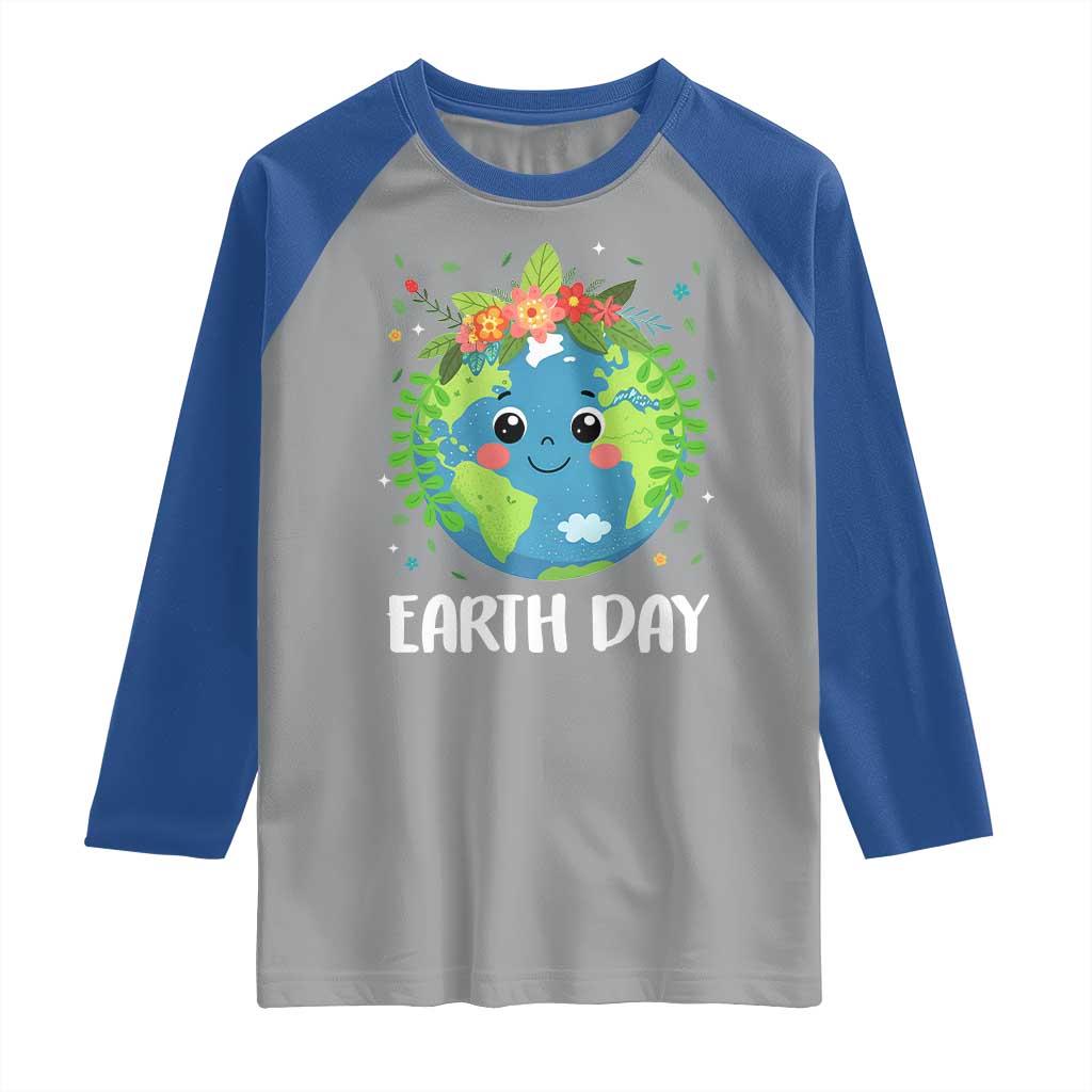 Happy Earth Day Raglan Shirt Cute Earth With Floral