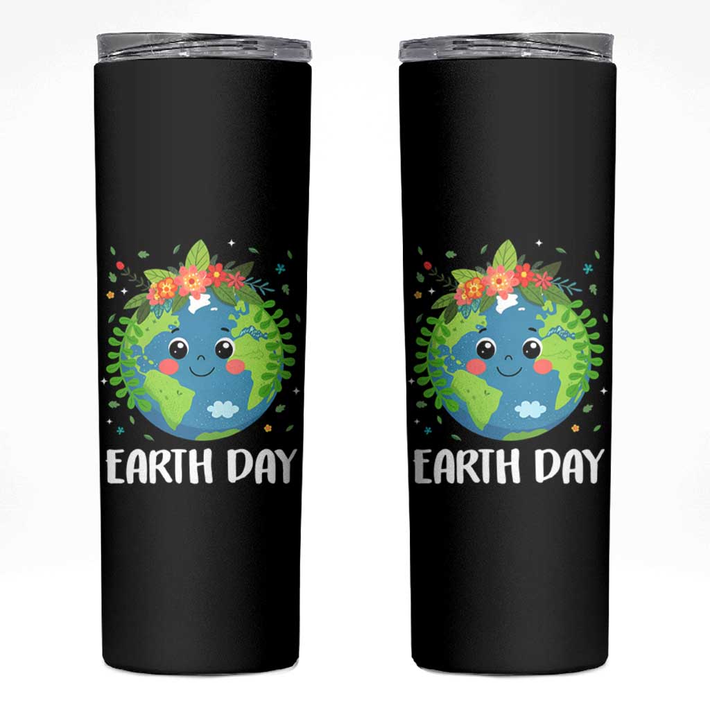 Happy Earth Day Skinny Tumbler Cute Earth With Floral