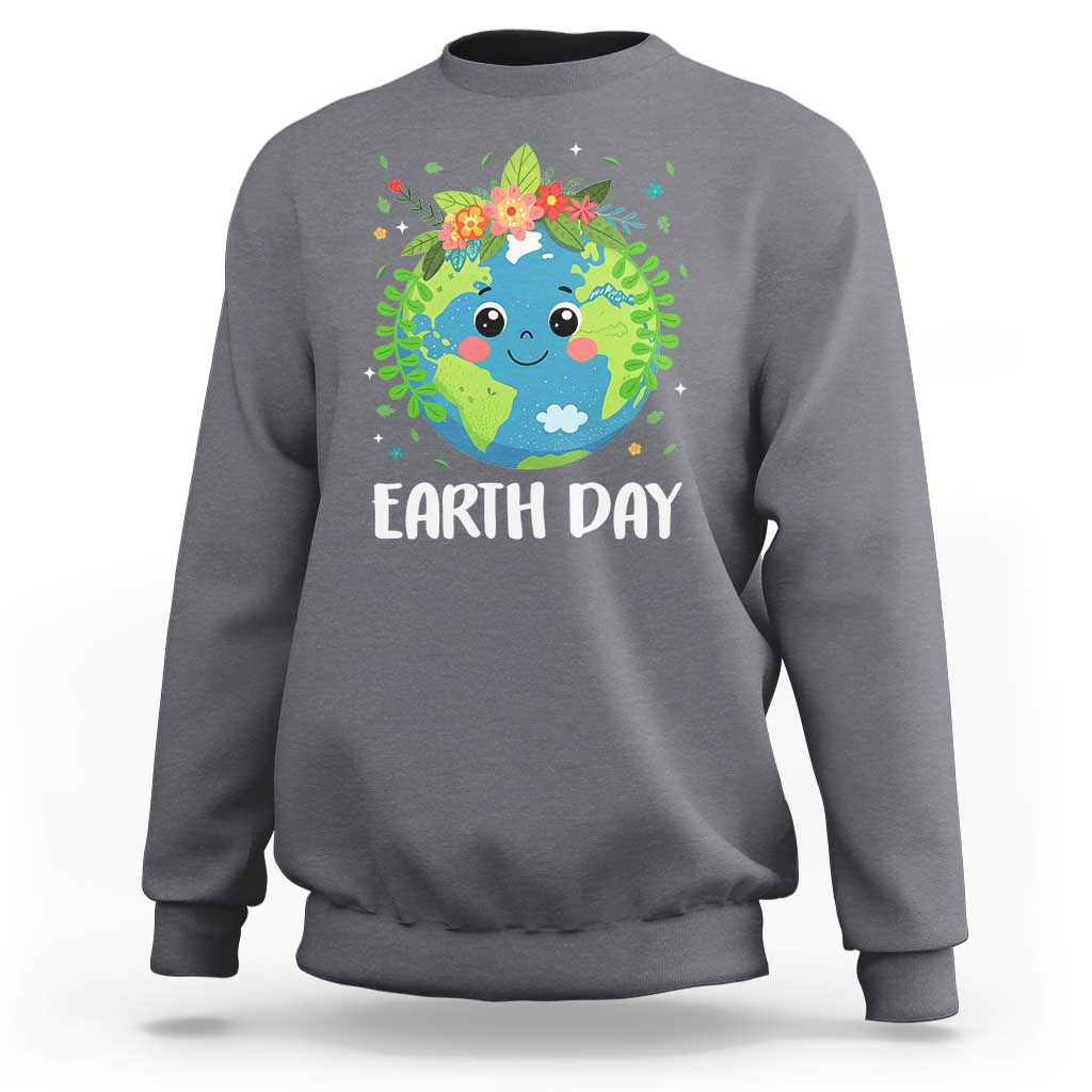 Happy Earth Day Sweatshirt Cute Earth With Floral