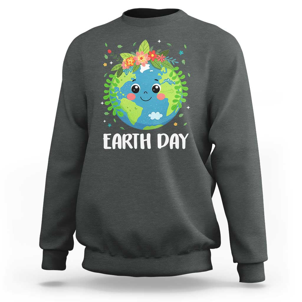 Happy Earth Day Sweatshirt Cute Earth With Floral