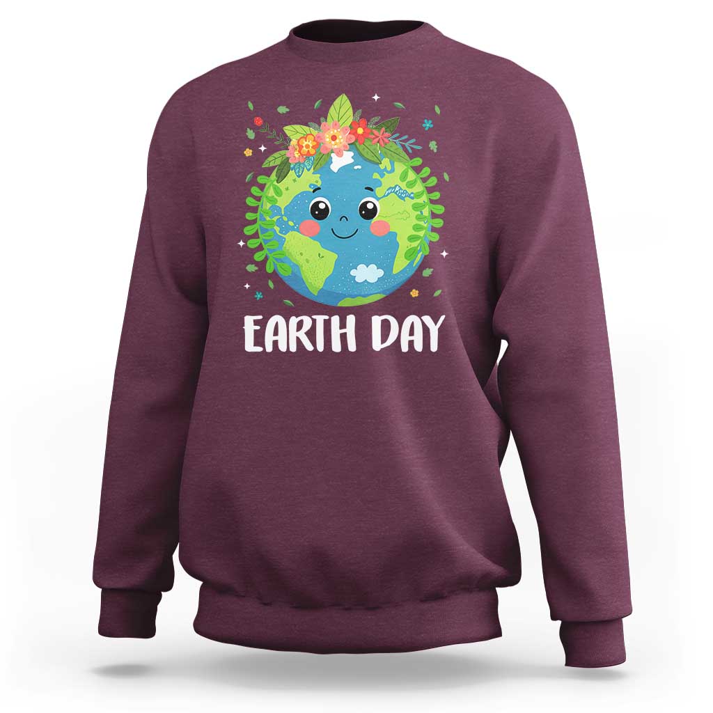 Happy Earth Day Sweatshirt Cute Earth With Floral