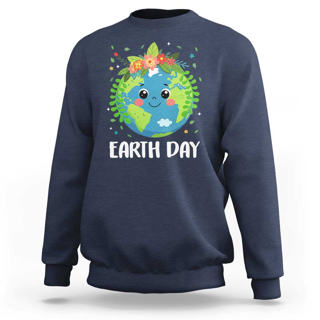 Happy Earth Day Sweatshirt Cute Earth With Floral