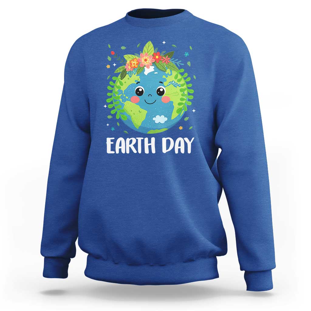Happy Earth Day Sweatshirt Cute Earth With Floral