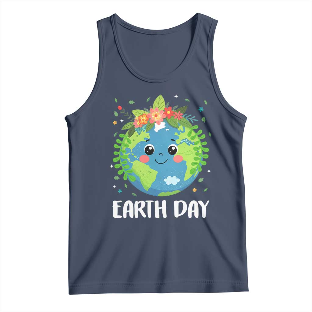 Happy Earth Day Tank Top Cute Earth With Floral