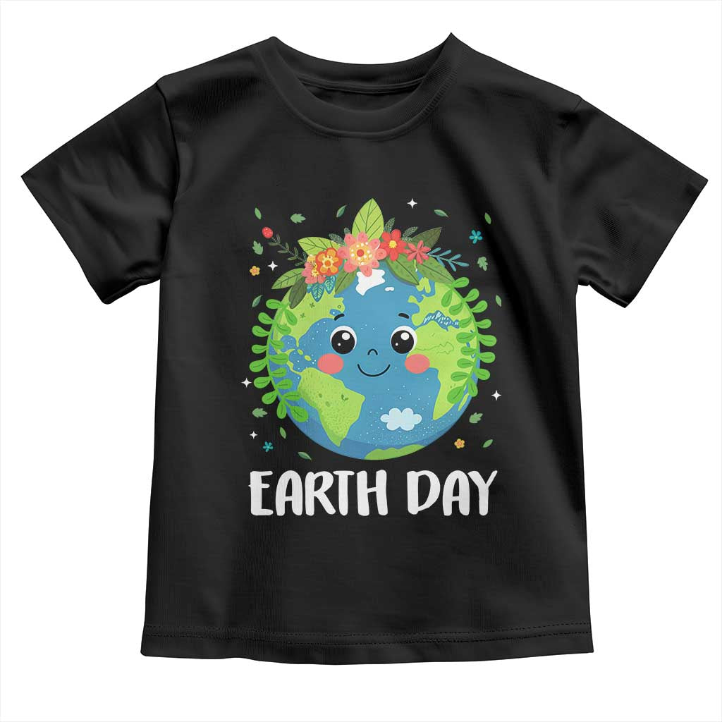 Happy Earth Day Toddler T Shirt Cute Earth With Floral