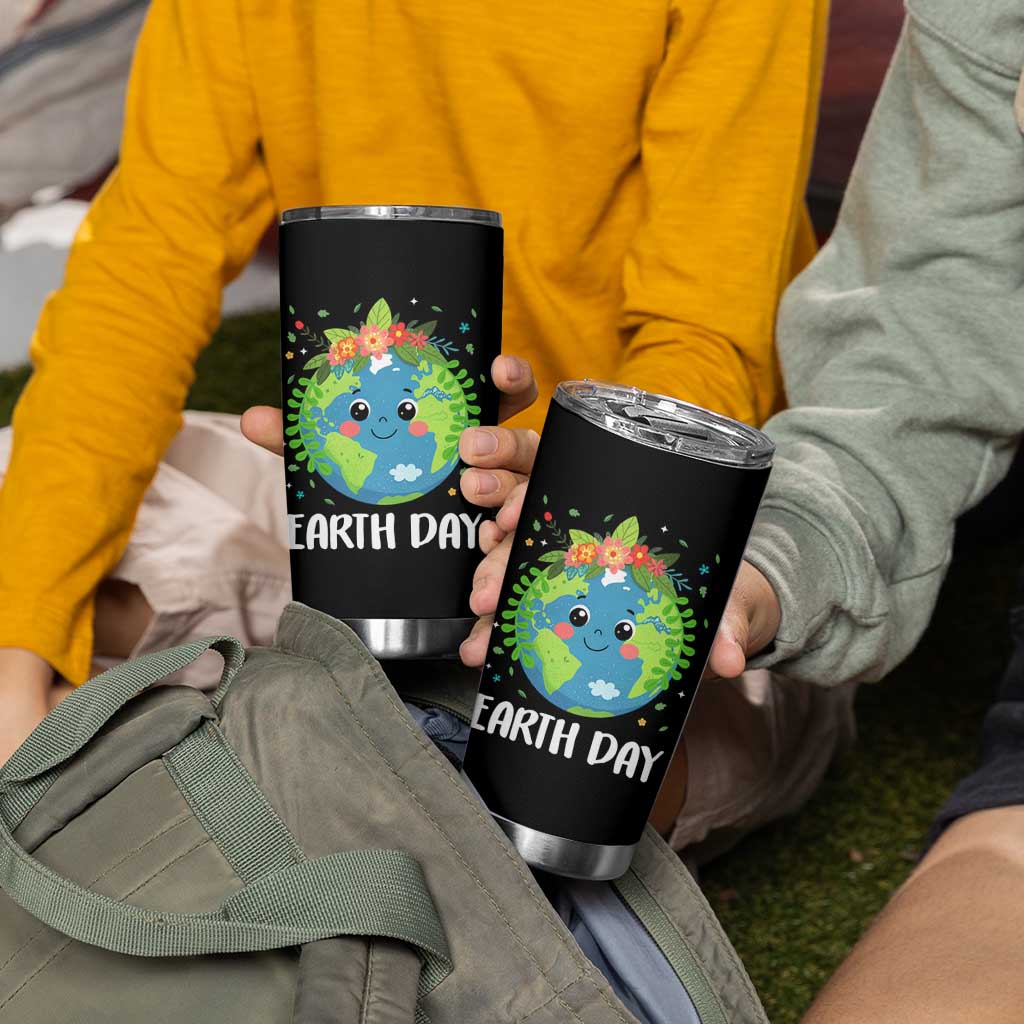 Happy Earth Day Tumbler Cup Cute Earth With Floral