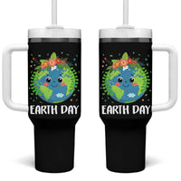 Happy Earth Day Tumbler With Handle Cute Earth With Floral