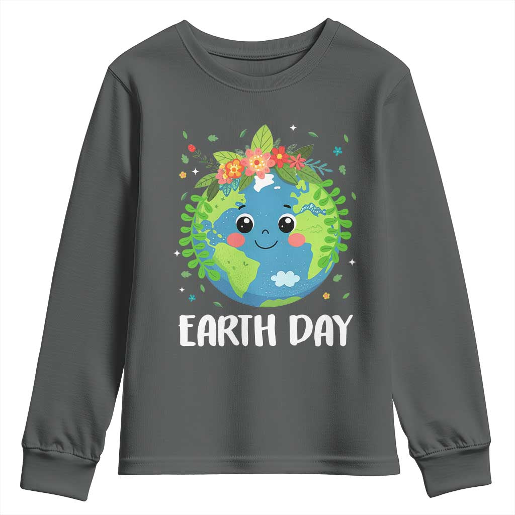 Happy Earth Day Youth Sweatshirt Cute Earth With Floral