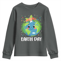 Happy Earth Day Youth Sweatshirt Cute Earth With Floral