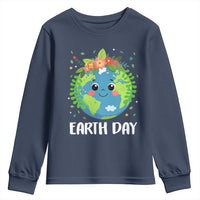 Happy Earth Day Youth Sweatshirt Cute Earth With Floral