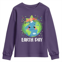 Happy Earth Day Youth Sweatshirt Cute Earth With Floral