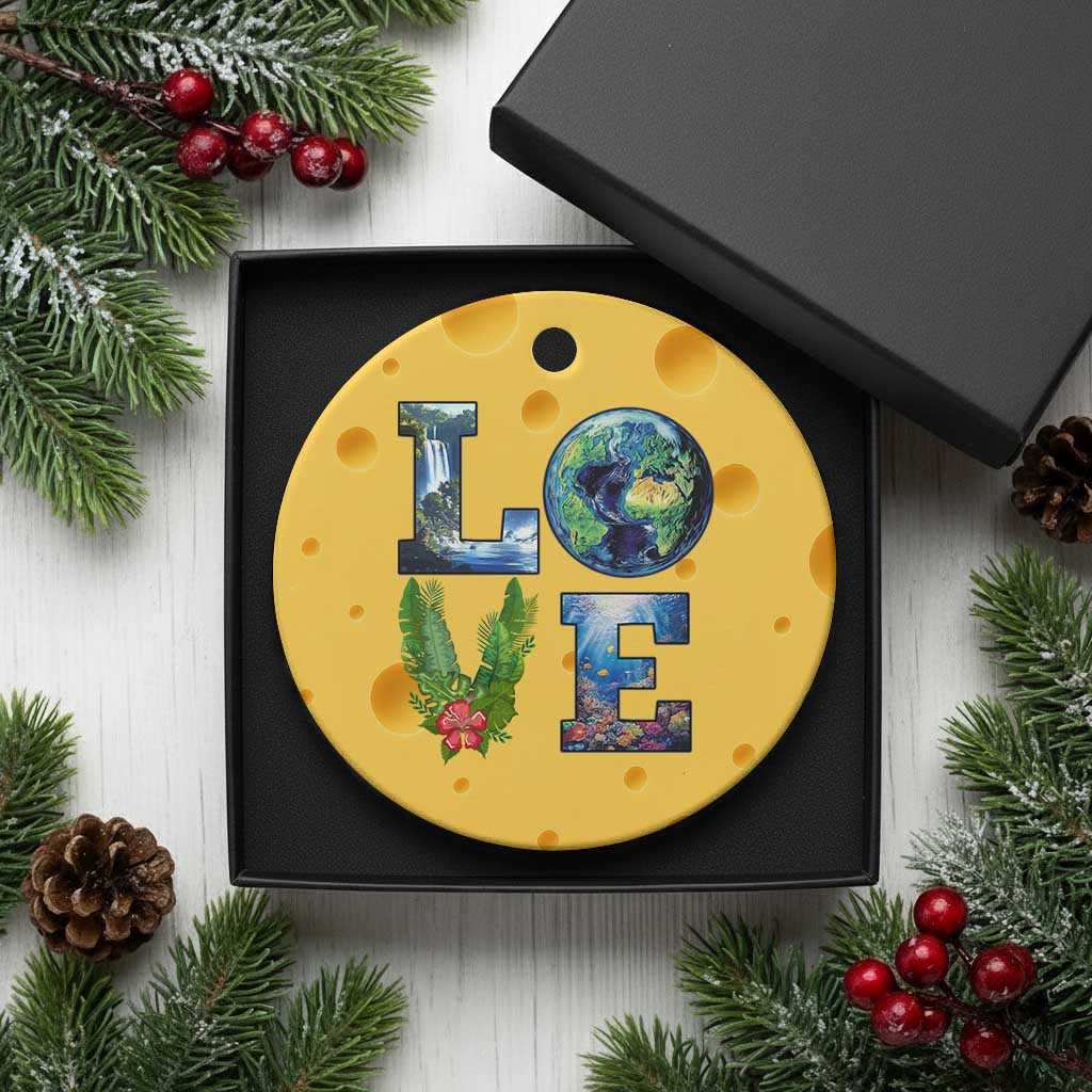 Earth Day LOVE Ceramic Ornament Planet Anniversary Everyday - Wonder Print Shop