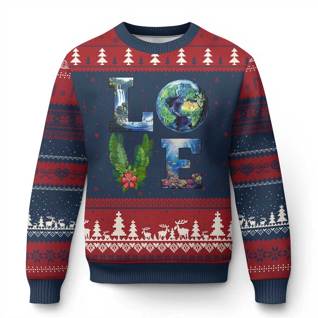 Earth Day LOVE Ugly Christmas Sweater Planet Anniversary Everyday - Wonder Print Shop