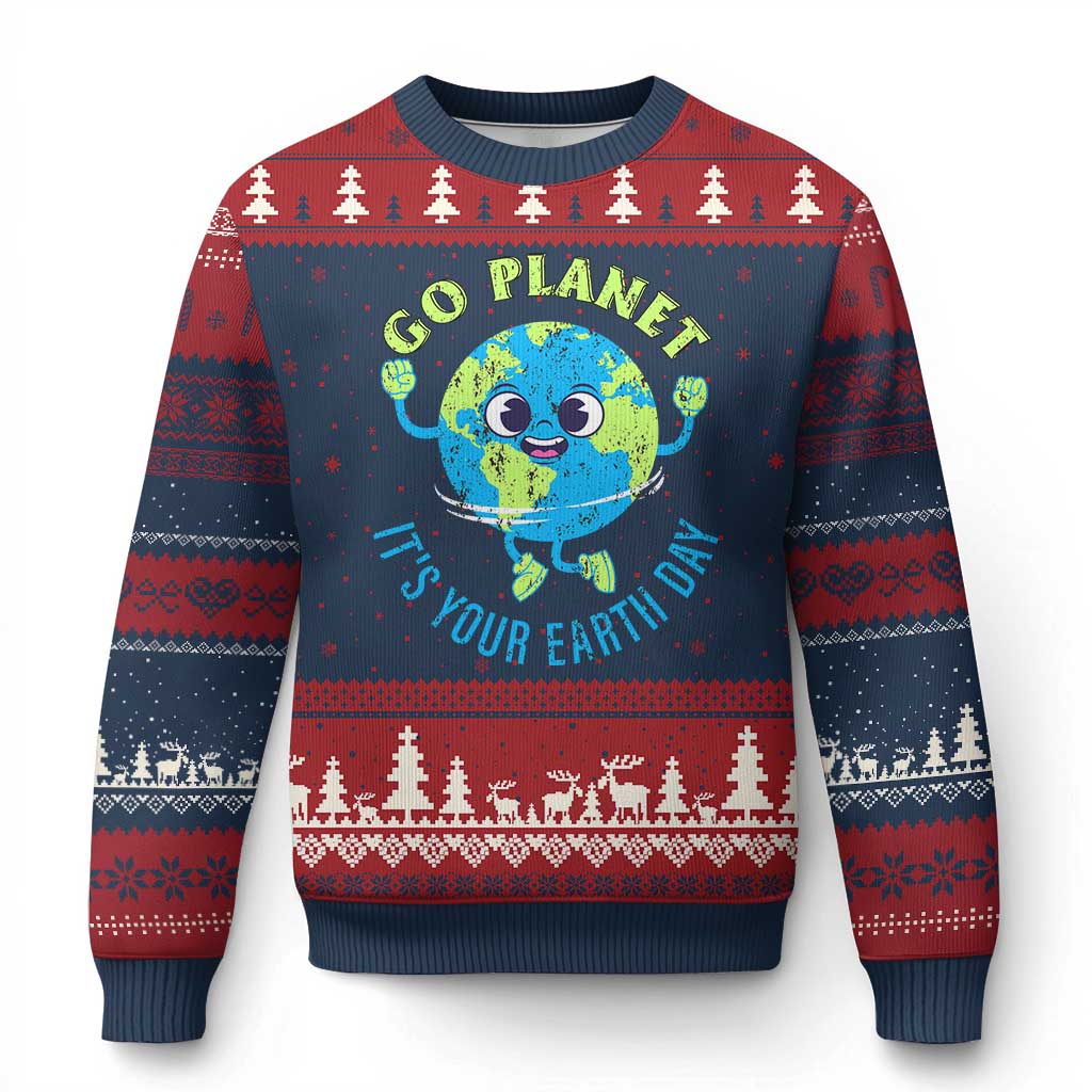 Go Planet It's Your Earth Day Ugly Christmas Sweater - Wonder Print Shop