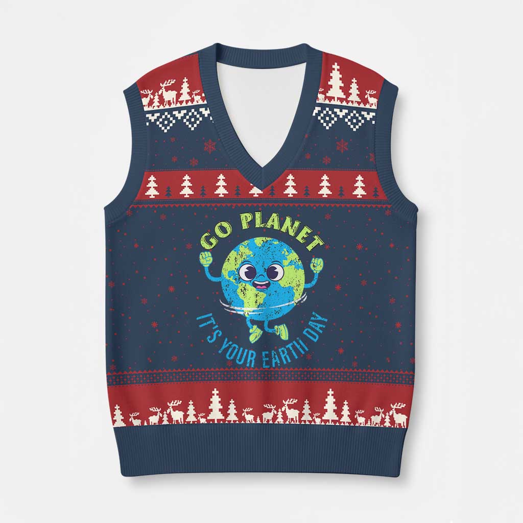 Go Planet It's Your Earth Day V-Neck Knit Sweater Vest - Wonder Print Shop