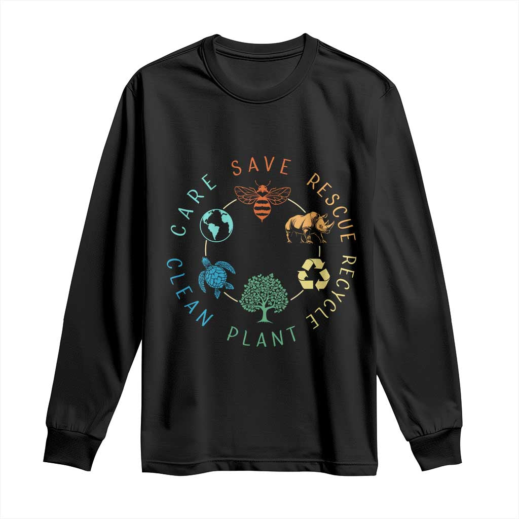 Save Bees Rescue Animals Recycle Plastic Long Sleeve Shirt Earth Day Protect The Environment