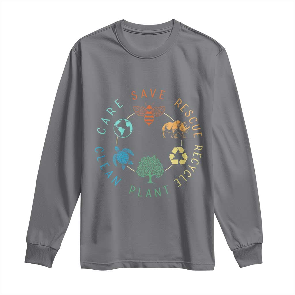 Save Bees Rescue Animals Recycle Plastic Long Sleeve Shirt Earth Day Protect The Environment