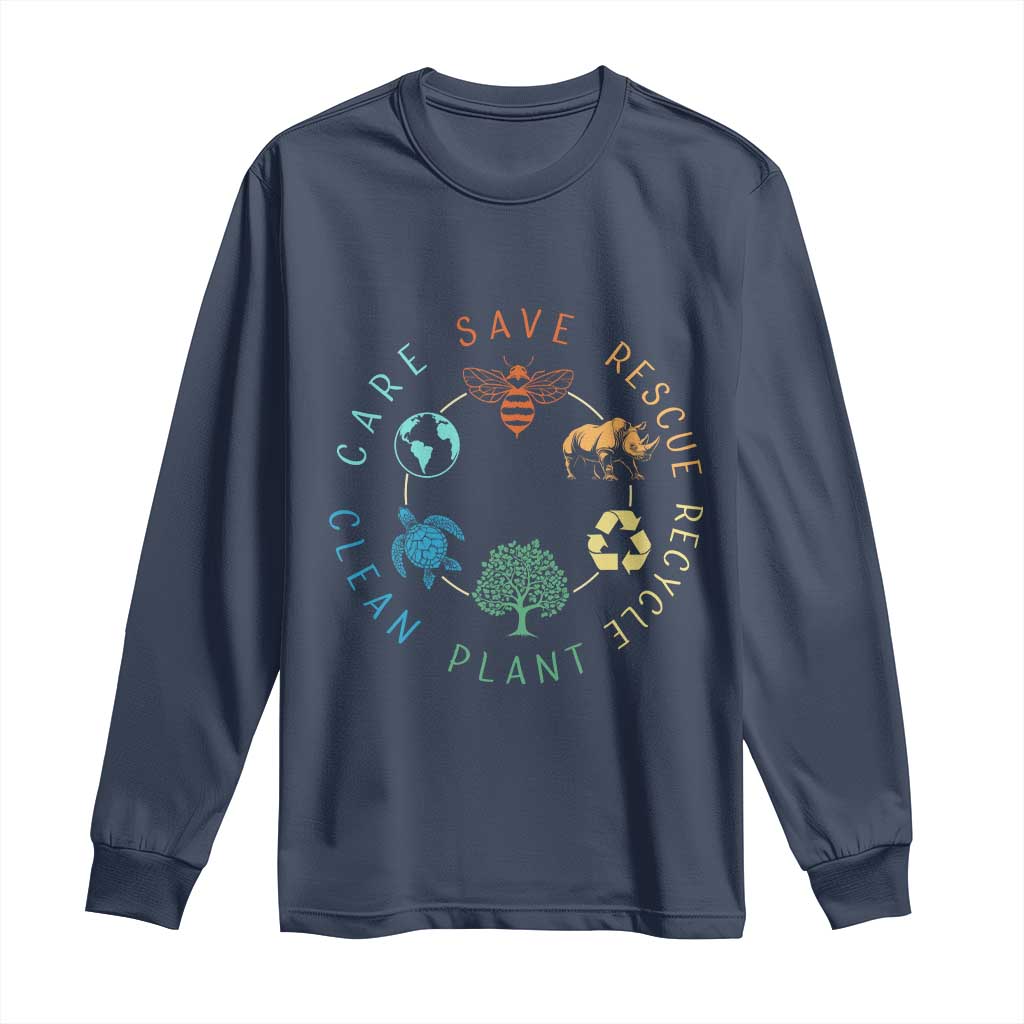 Save Bees Rescue Animals Recycle Plastic Long Sleeve Shirt Earth Day Protect The Environment