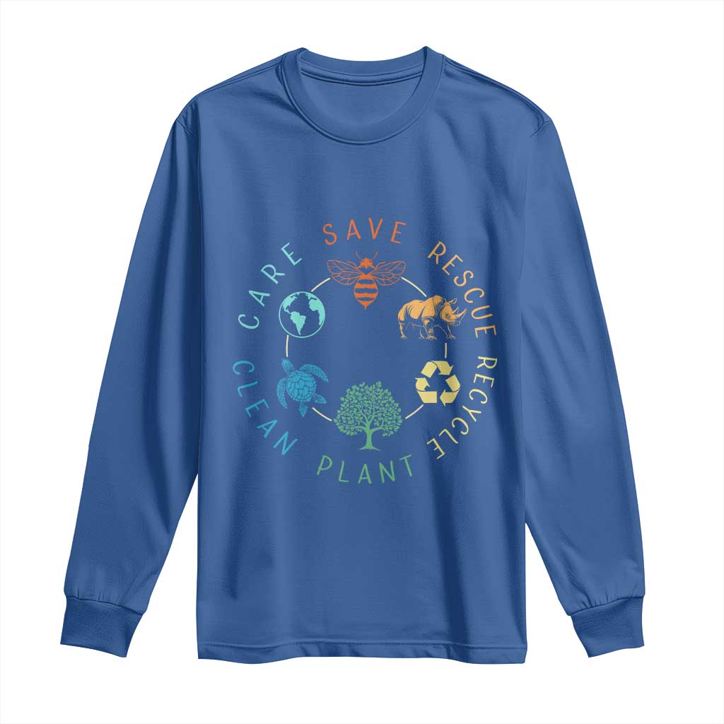 Save Bees Rescue Animals Recycle Plastic Long Sleeve Shirt Earth Day Protect The Environment