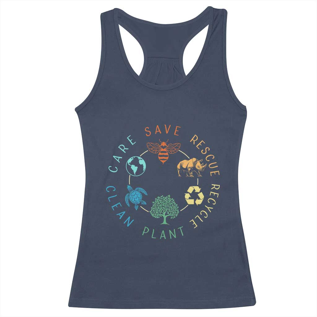 Save Bees Rescue Animals Recycle Plastic Racerback Tank Top Earth Day Protect The Environment