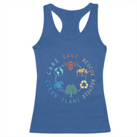 Save Bees Rescue Animals Recycle Plastic Racerback Tank Top Earth Day Protect The Environment