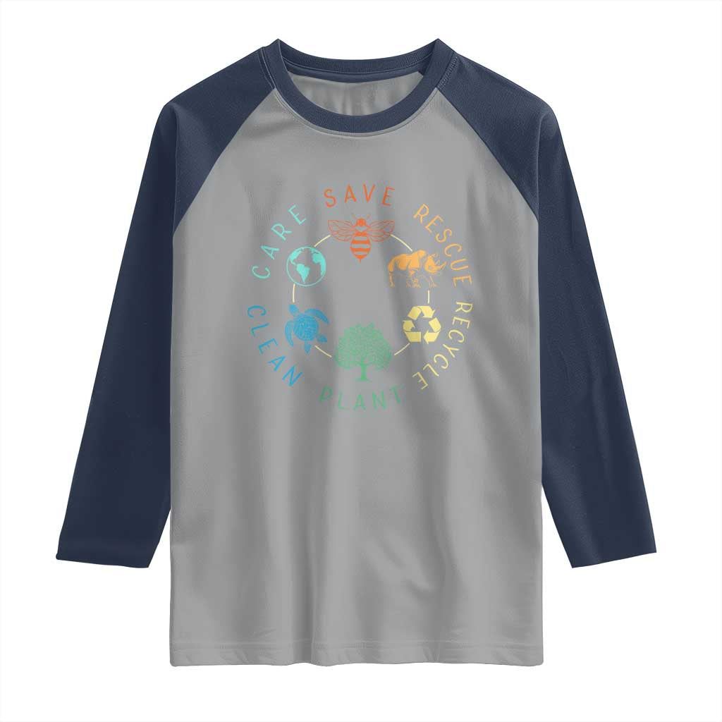 Save Bees Rescue Animals Recycle Plastic Raglan Shirt Earth Day Protect The Environment